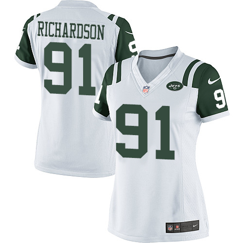 Women's Elite Sheldon Richardson Nike Jersey White Road - #91 NFL New York Jets
